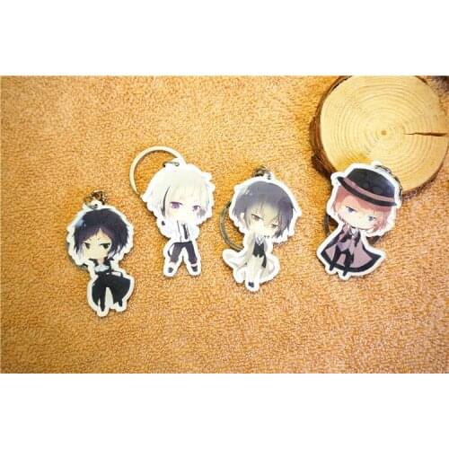 4 Pcs/lot Anime Bungou Stray Dogs Atsushi Nakajima acrylic Keychain action figure toys for birthday gifts
