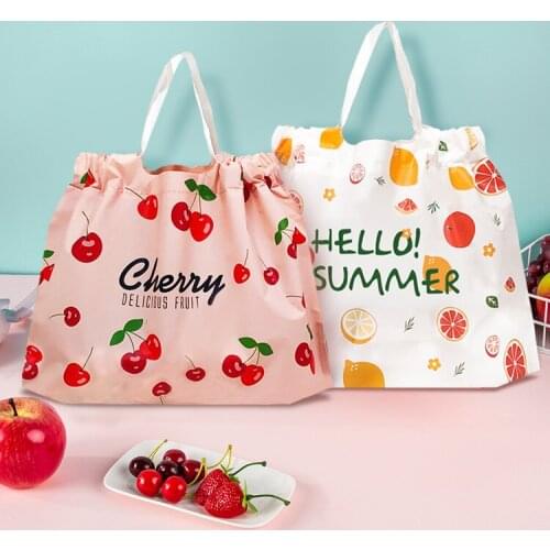 50PCS Banana Cherry Thickened Plastic Takeout Bag Green Blue Hand Handle Custom Logo Fruit Bags Cartoon Bear Bundle Pocket