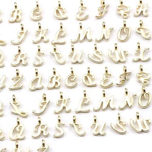 52pcs Fashion Ancient Letters Charms Gold 26 Letter Pendants DIY Necklace Keychain Jewelry Gift Making Tools Random Shape