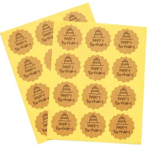 600pcs Happy Birthday Seal Sticker Kraft Paper Stickers for DIY Homemade Bakery Party Favor Bag Cake Packaging Gift Sticker