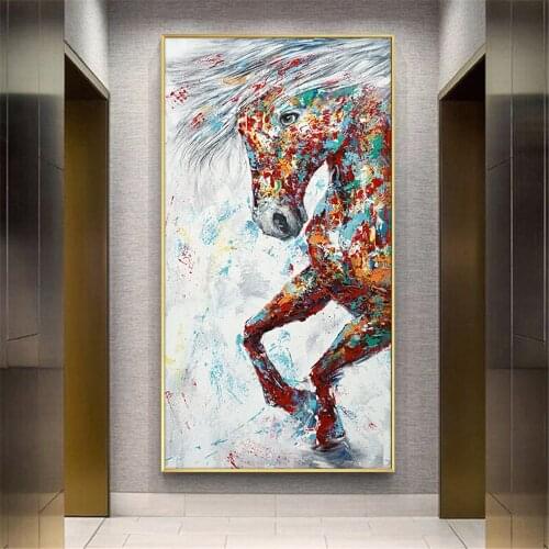 Abstract Painting Handmade Modern Canvas on Oil Painting Palette knife Horse 3D Animals Painting Home Living Room Decor Wall Art