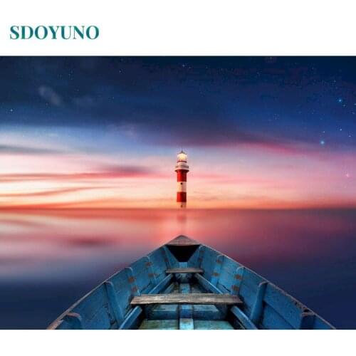 SDOYUNO Acrylic Painting By Numbers Scenery DIY Paint By Numbers On Canvas Handpaint 60x75cm Frameless Landscape Draw Number