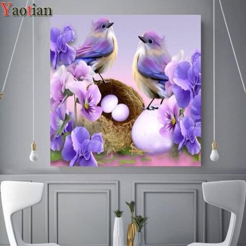 5D Diamond Embroidery Sparrow Couple Flower cross Stitch DIY Diamond Painting Diamond pictures rhinestones Home Decoration