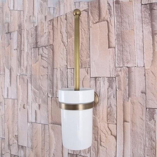 Antique Brass Toilet Brush Cup and Holder Durable Toilet Pendant Bathroom Hardware Set Bathroom Accessories zba733
