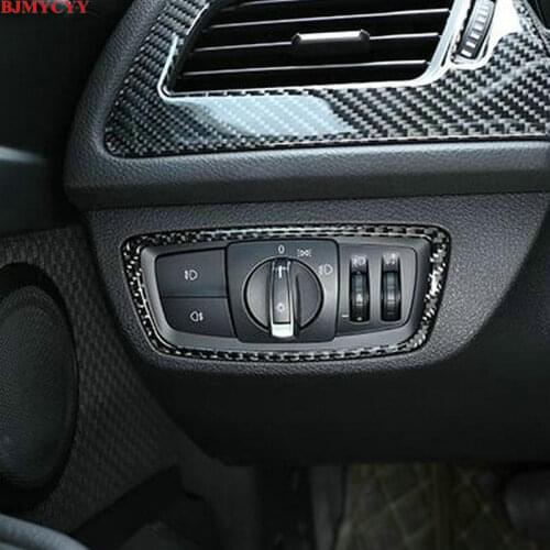 BJMYCYY Automobile headlamp switch panel carbon fiber decorative frame for BMW 1 Series 2017-2019