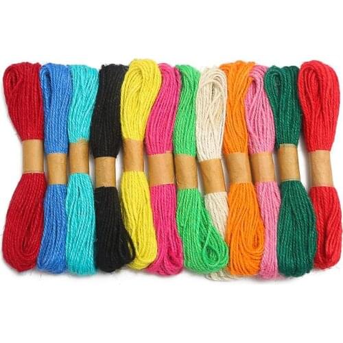 12pcs 2mm Burlap Rope Natural Jute Twine Burlap String Hemp Rope Wedding Gift Wrapping Cords Home Woven Decorative DIY Crafts