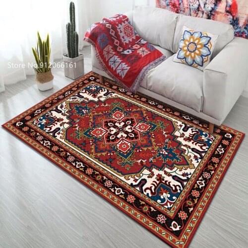 Red Blue Flowers Floor Rug European Luxury Large Area Carpet For Living Room Floor Mat Entrance Outdoor Floor Carpet Decoration