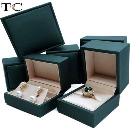 Creative Green PU Imitation Leather Jewelry Box Necklace Box High-grade Ring Bracelet Box Packaging Box Jewelry Shadow Box