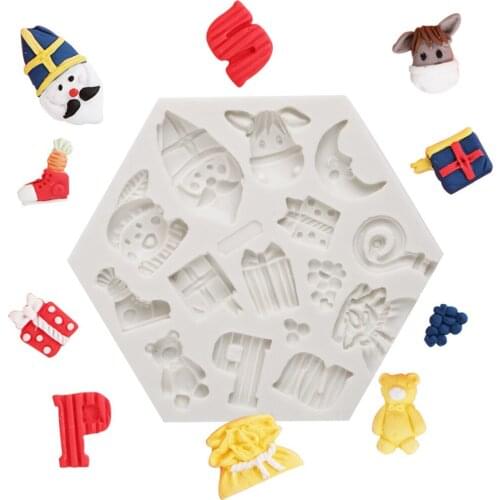 Luyou 1PCS Christmas Gift Silicone Fondant Mold DIY Bear And Deer Cake Decorating Tools Chocolate Baking Accessories FM1539