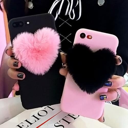 Lovely 3D Furry Love Hearts Cute hair Phone Case For OPPO REALME 6 C11 X50 PRO RENO 4 5G 3 A X2 A12 A52 A92S A31 2020 A91