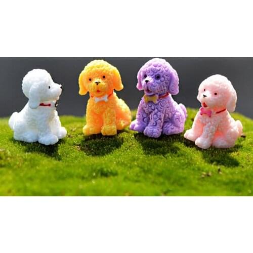 Teddy Dog Miniature Figurine Cute Cartoon Figures Animal Models Pet Toy DIY Accessories Doll House Toy Decoration