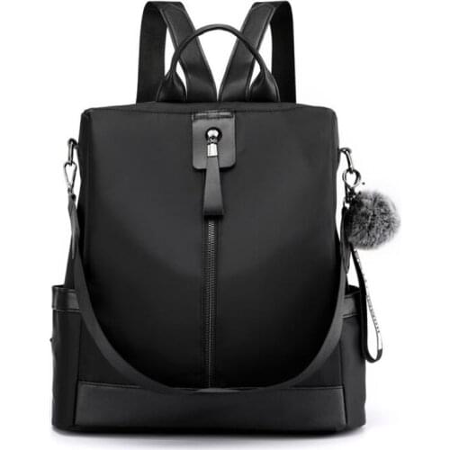 Multifunctional Anti-theft Womens Backpack Plush Tassel Contrast Color Teenage Girl Large Capacity Simple Leisure Travel Bag Mo