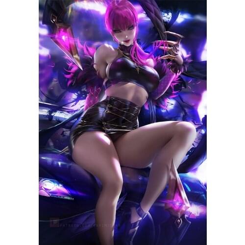 KDA Evelyn Singer Wall Art Posters Custom League of Legends LOL Game Canvas Painting Sexy Girl Print Hanging Picture for Bedroom