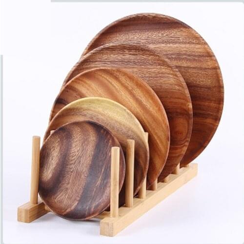 Natural Round wood Japanese style dinner plate beef steak fruit Snacks tea tray Restaurant storage plates kitchen accessories
