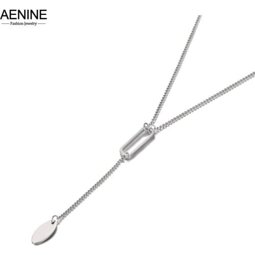 AENINE Neo-Gothic Punk Style Charm Pendant Necklaces For Women Girls Simple Stainless Steel Link Chain Necklace AN20176