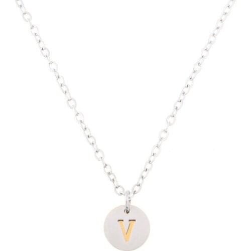 New Arrival 1pcs Letter Design Capital Initial Necklace Gold/Silver Color Stainless Steel Alphabet Letter Necklace Jewelry