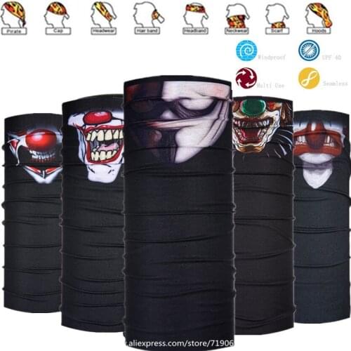Clown Design Magic Headband Death Knight Pirate Scarf Skull Skeleton Ghost Ski Cycling Headwear Headband Motorcycle Neck Bandana