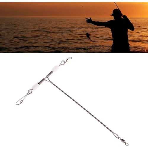 Fishing-hooks luminous Balance Beads Bracket-hook Stainless Steel T-shape Swivel Snap Fishing Connector