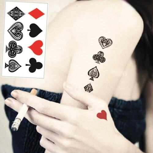 SHNAPIGN Poker suit Flash Tattoo Hand Sticker 10.5*6cm Small Waterproof Henna Beauty Temporary Body Sticker Art FREE SHIPPING