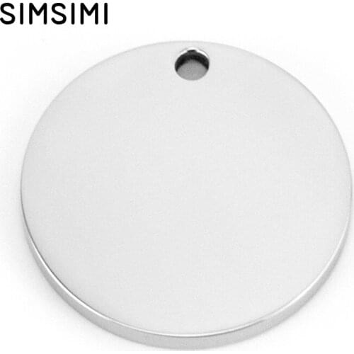 Simsimi blank round inner hole 15/20/25/30mm Circle Pendant Diy Mirror high polish stainless steel wholesale 50pcs