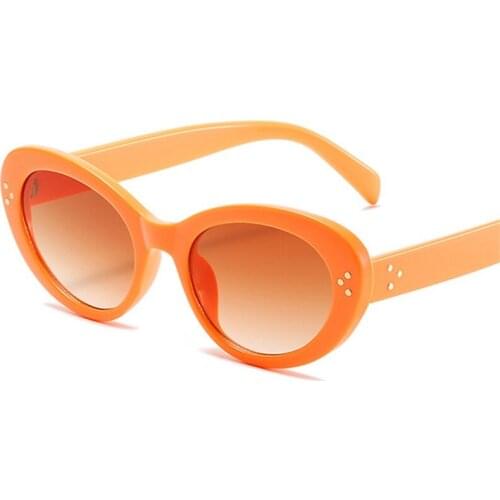 Retro Oval Sunglasses Women Fashion Gradient Color Jelly Green Eyewear Shades UV400 Brand Designer Men Nail Sun Glasses