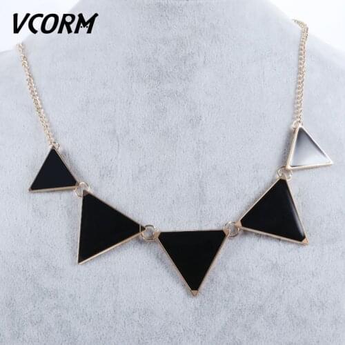 VCORM Fashion Triangle Long Personalise Chains Necklaces Women Accessories Charm Vintage Multicolor Necklace for Women Jewelry