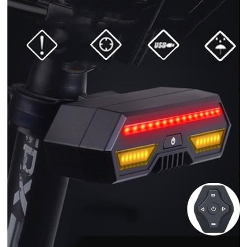 Bicycle Brake Light USB Rechargeable Flash Tail Light Turn Bike Wireless Remote Control Turning Cycling Laser Safety Line Lights