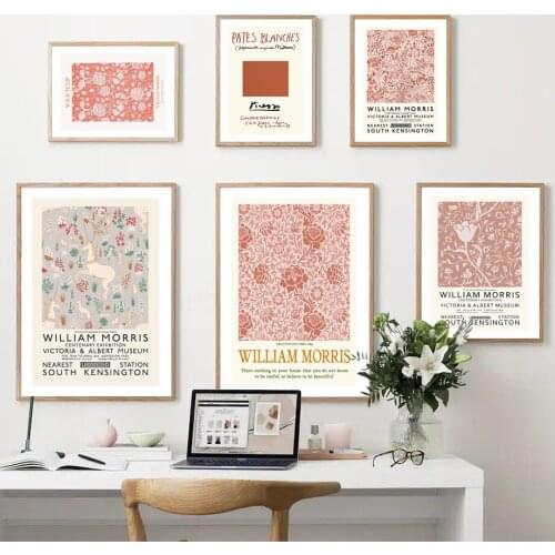 William Morris Vintage Floral Exhibition Wall Art Canvas Painting Nordic Posters And Prints Wall Pictures For Living Room Decor