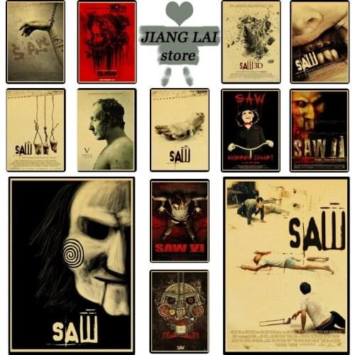 Vintage Poster Saw Classic Horror Movie Posters tableau mural Wall Painting For bar Pub Haunted house