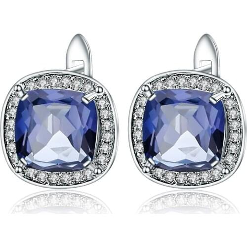 Gems Ballet 925 Sterling Silver Cushion 4.44Ct Natural Iolite Blue Mystic Quartz Gemstone Stud Earings For Women Fine Jewelry