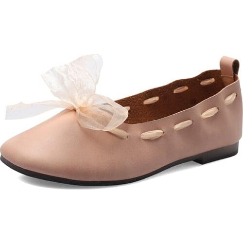 Literary Bow Flat-bottom Grandma Shoes Female Fairy Wind 2019 Summer New Wild Students Soft Bottom Peas Single Shoes