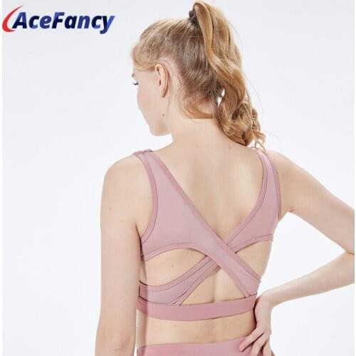 Acefancy Sports Bra for Women Gym Push Up Solid Cross Back Yoga Crop Top Running Gym Training Workout Crop Tops Female 18-117