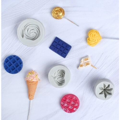 1PC Ice Cream Sweet Tube Silicone Mold Lollipop/Waffles/Shells Fondant Cake Decorating Tool Mould DIY Birthday Wedding Cake Mold