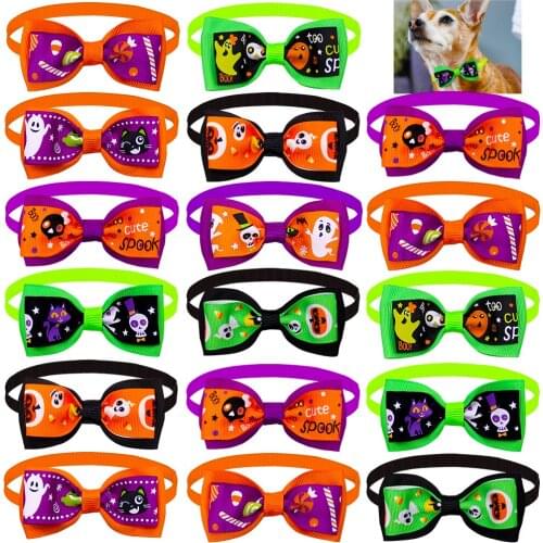 10pcs Halloween Dog Accessories Samll Dog Bow Tie Skull Style Pet Supplies Pet Dog Bowties Holiday Dog Supplies For Small Dogs