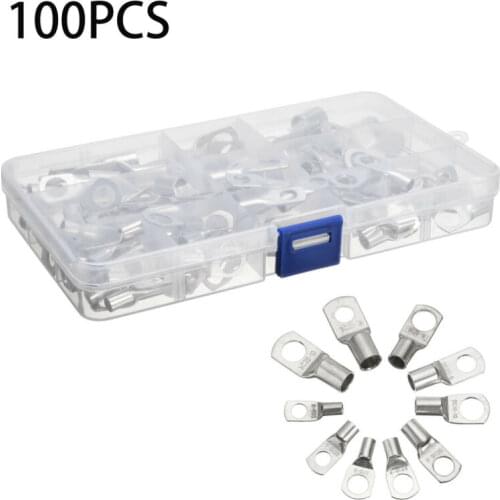 100Pcs Terminals Silver Tinned Copper SC6-6-SC35-10 Crimper Cable Lugs