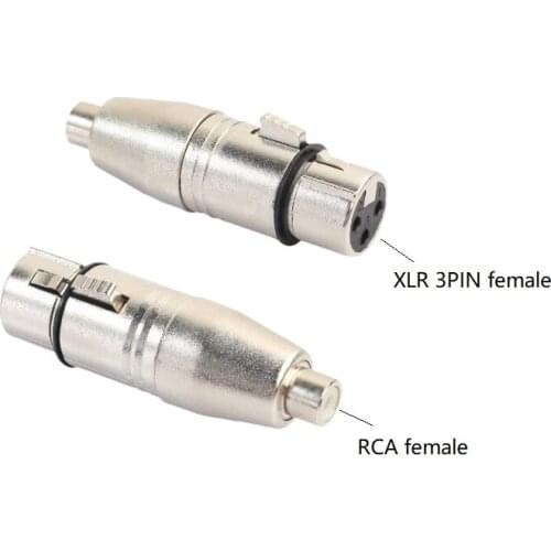 2pcs/Lot XLR 3pin Female To RCA Female Audio Adapter Connector For Microphone Speaker