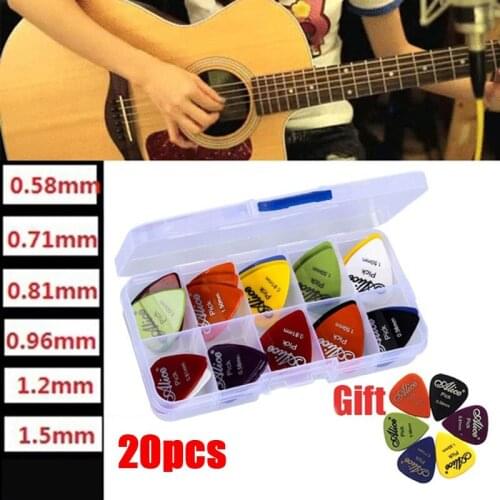 20pcs Electric Guitar Pick Acoustic Music Picks Plectrum 0.58/0.71/0.81/0.96/1.20/1.50mm Thickness Guitar Accessories