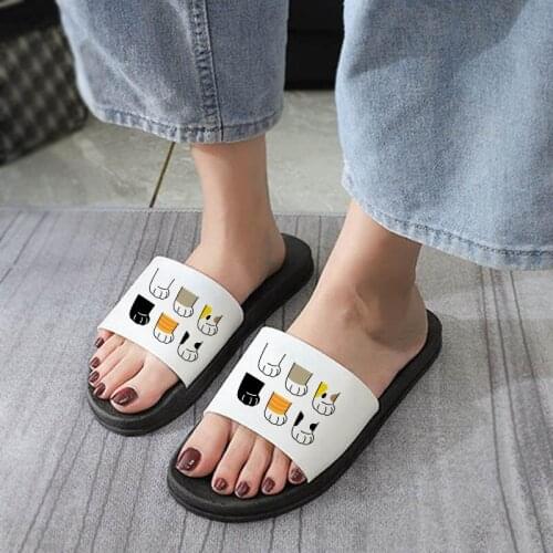 2021 Women Shoes Summer Home Slippers Cute Cartoon Cat Print Thick beach Non-slip Sandals Indoor Slides Fashion Ladies shoes