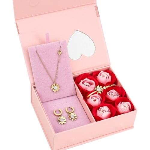 3Pcs/Set Girls Jewlery Set 316 stainless steel necklace and bracelet and earrings good quality ladies dress for goodfriends gift