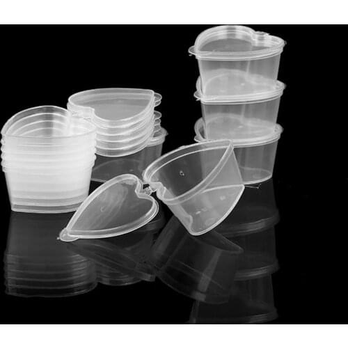 5/10pcs transparent plastic Storage Container Heart-shaped Organizer Box With Lid For Playdough Slime Mud Light Clay 45ml