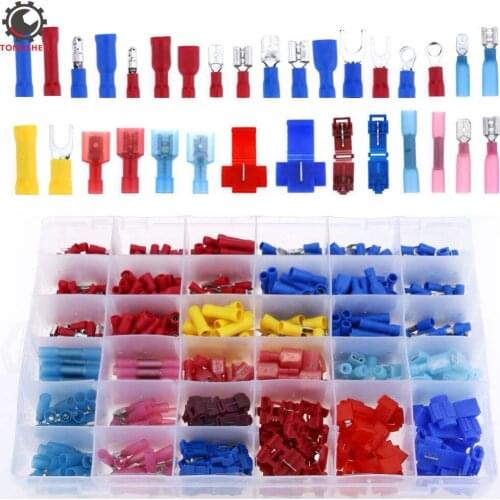 540pcs Heat Shrink Connectors Wire Quick Splice Cable Spade Connectors Fork Butt Bullet Butt T-Tap Crimp Terminals Connectors