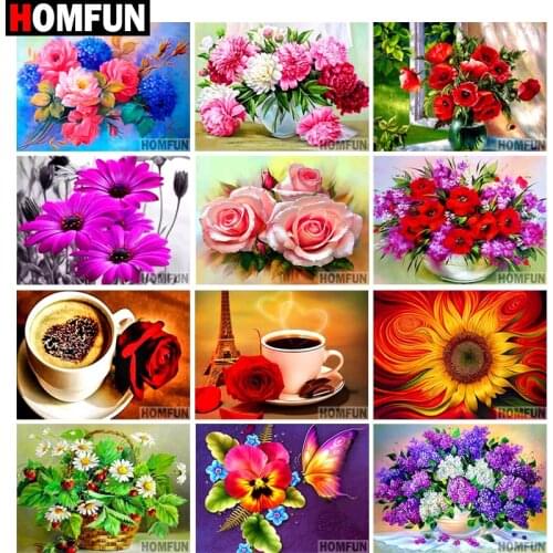HOMFUN Diamond Painting Full Square/Round Drill 5D DIY "Colorful flowers" Daimond Embroidery Rhinestone Cross Stitch Home Decor