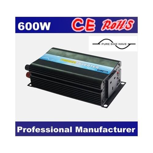 DC 12V 24V 48V to AC 100V~120V/220V~240V 600W Pure Sine Wave Power Inverter, Free Shipping