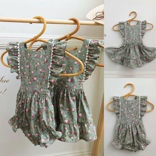 Kid Baby Girl Sister Matching Floral Clothes Sun Suit Dress Outfit Set