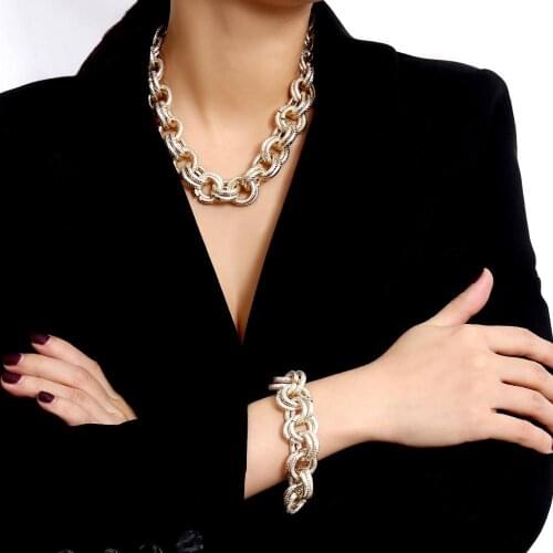 JShine Hip Hop Punk Cuban Big Chunky Chain Necklace Bracelet Steampunk Men Gothic Twisted Choker Necklace for Women Jewelry