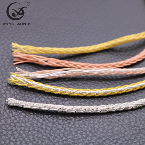 XSSH HIFI OFC Pure Copper Plated Silver Gold Soft 3.8mm Dia. Headphone Earphone Extension Audio Aux 3.5mm plug Wire Cord Cable