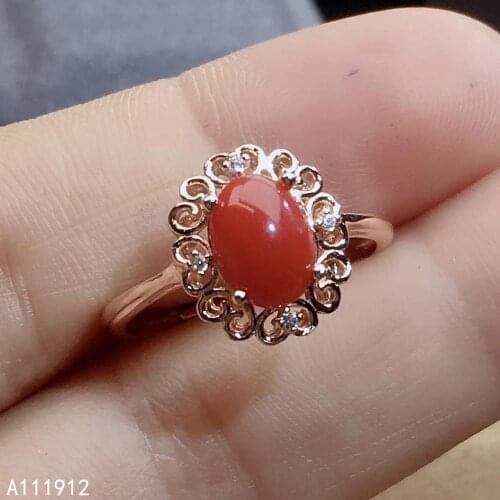 KJJEAXCMY fine jewelry natural red coral 925 sterling silver new women ring support test noble