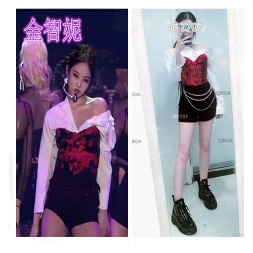 Kpop Seo Yea Ji IU Lee Ji Eun stage show Sexy shirt shorts two piece set women korean summer casual vest shorts 2 piece set