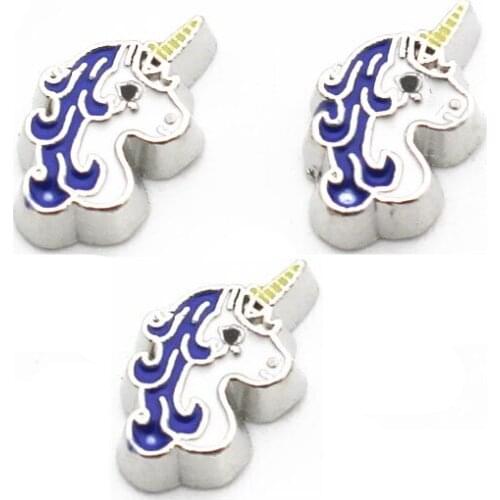 Hot selling 10pcs/lot Unicorn Cartoon Cute Horse floating charms living glass memory lockets diy animal Accessory charms jewelry