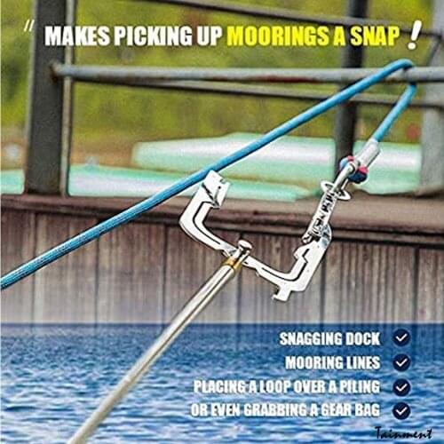 Multi-Purpose Dock Hook, The Telescoping Easy Long-Distance Threader - The Boat Hook, Stainless Steel Boat Hook for Home Outdoor
